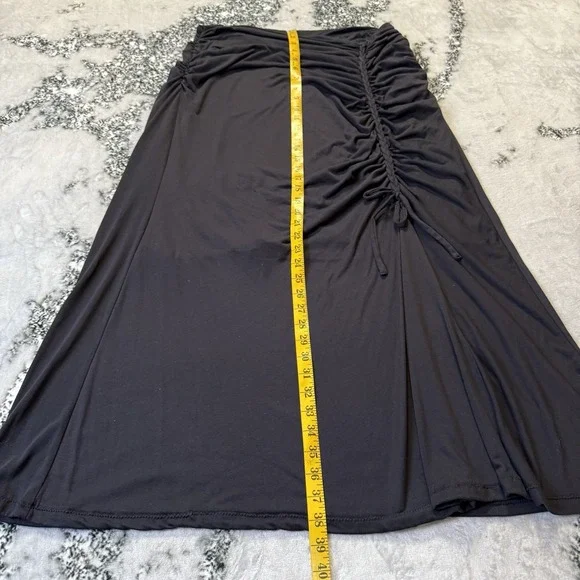 Kiyonna Skirt Womens Size 1/0X Black Ruched Ponte Knit Midi Stretch Lined - Picture 4 of 8